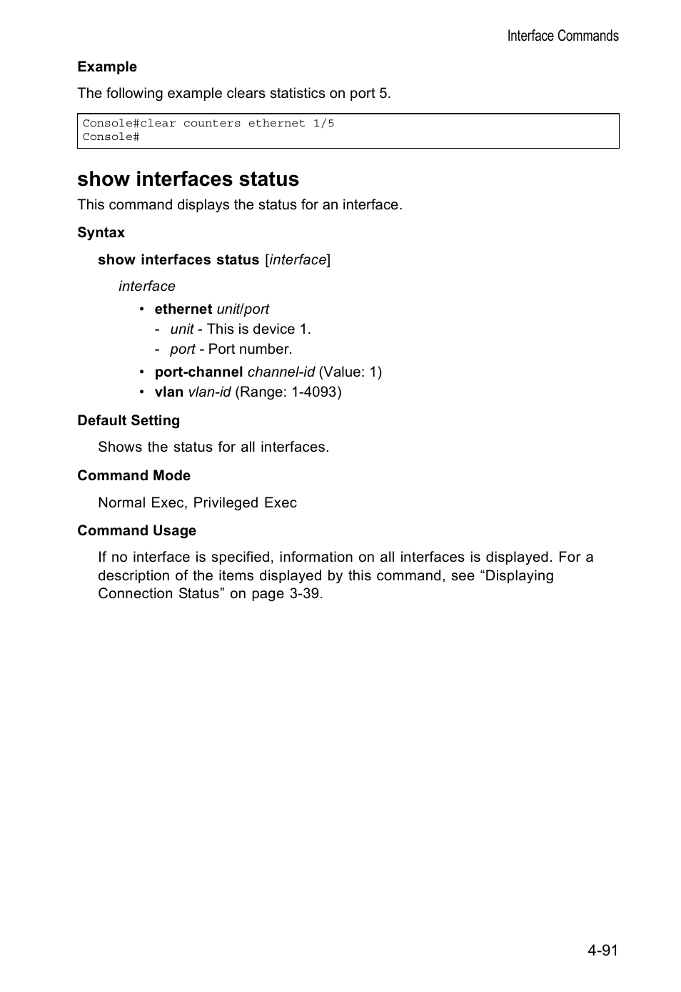 Show interfaces status | Accton Technology VS4512DC User Manual | Page 237 / 334