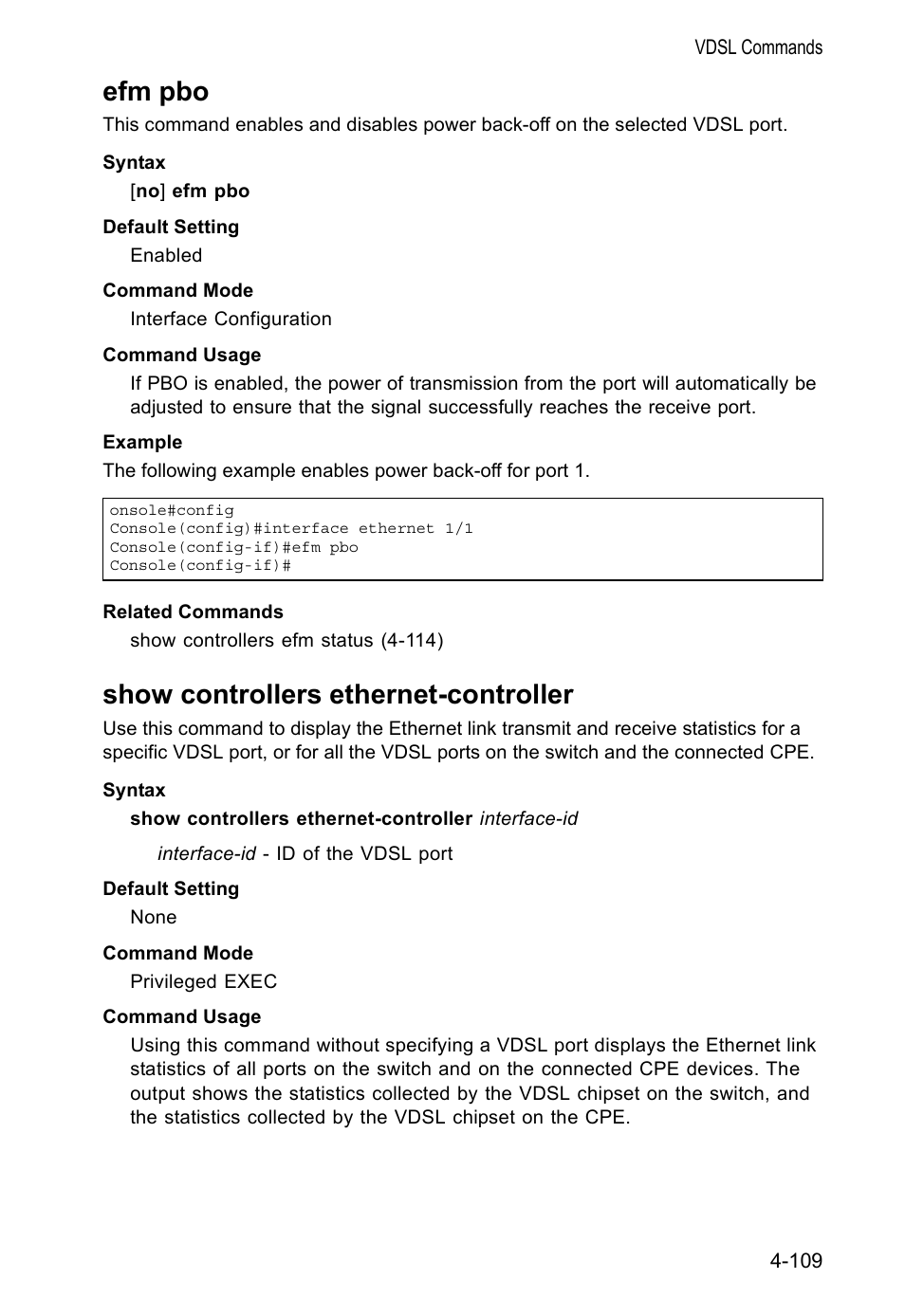 Efm pbo, Show controllers ethernet-controller | Accton Technology VS4512DC User Manual | Page 255 / 334