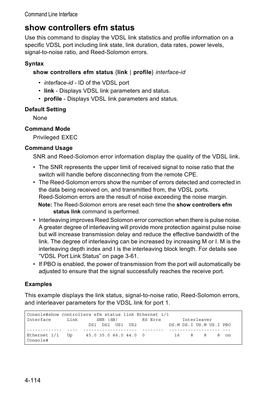 Show controllers efm status | Accton Technology VS4512DC User Manual | Page 260 / 334