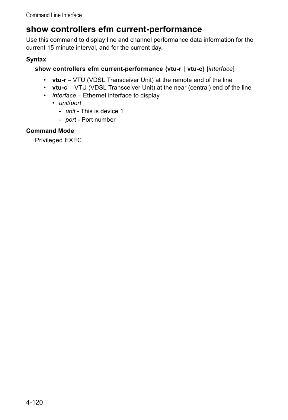 Show controllers efm current-performance | Accton Technology VS4512DC User Manual | Page 266 / 334
