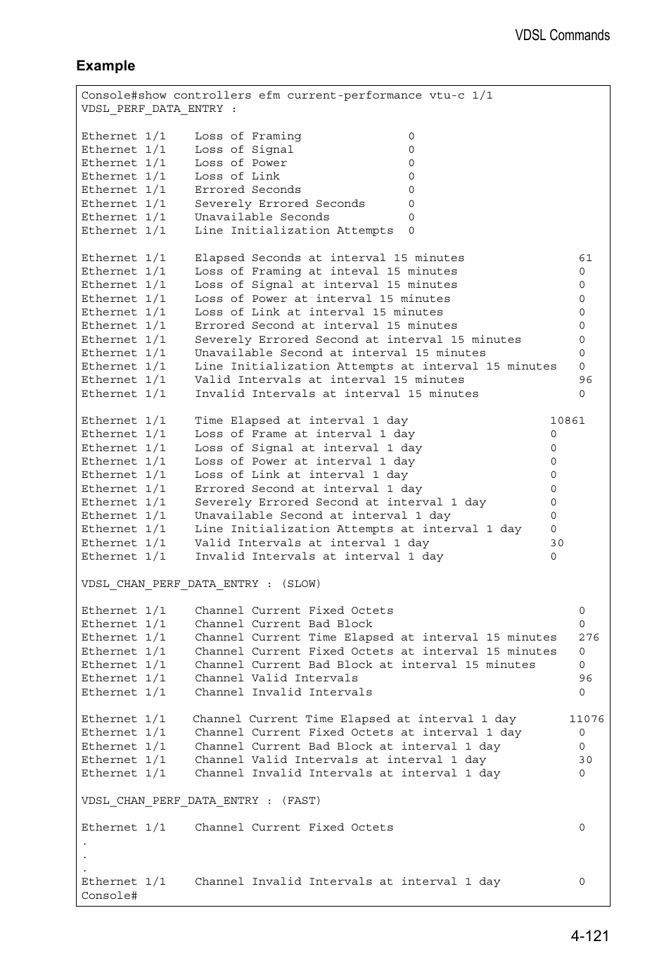 Vdsl commands 4-121 | Accton Technology VS4512DC User Manual | Page 267 / 334