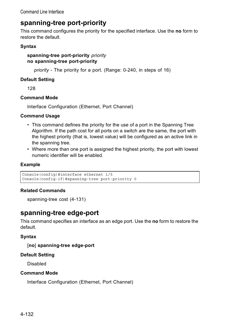 Spanning-tree port-priority, Spanning-tree edge-port | Accton Technology VS4512DC User Manual | Page 278 / 334