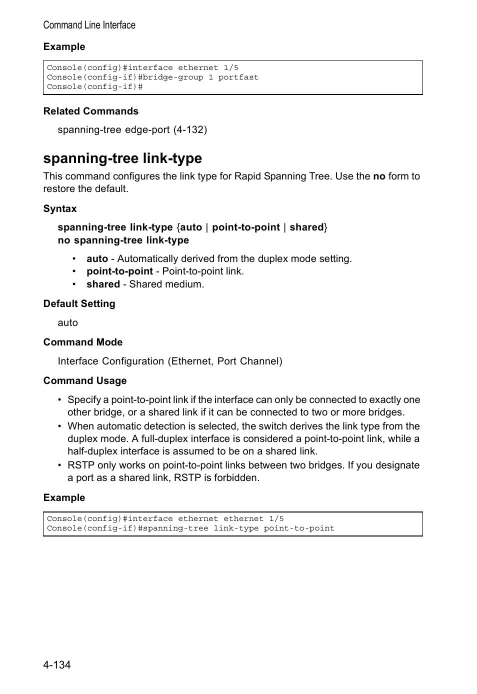 Spanning-tree link-type | Accton Technology VS4512DC User Manual | Page 280 / 334