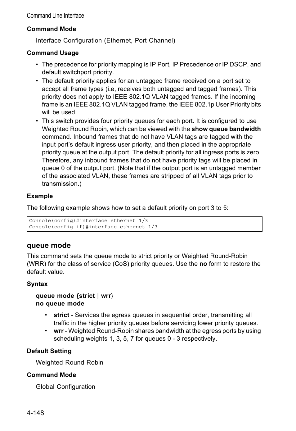 Queue mode | Accton Technology VS4512DC User Manual | Page 294 / 334