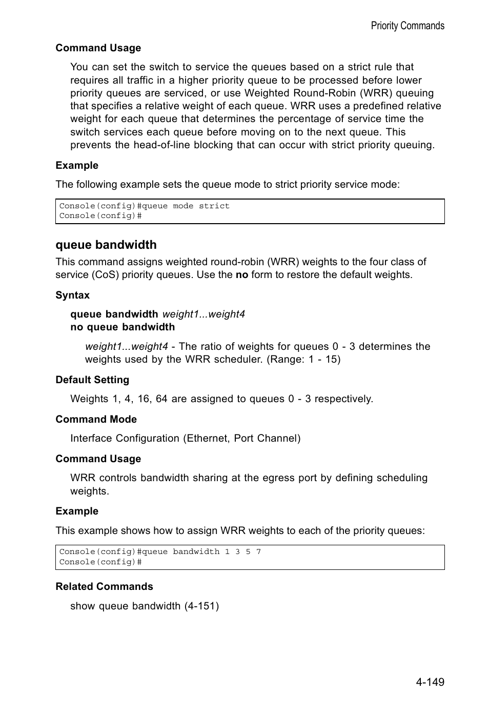 Queue bandwidth | Accton Technology VS4512DC User Manual | Page 295 / 334