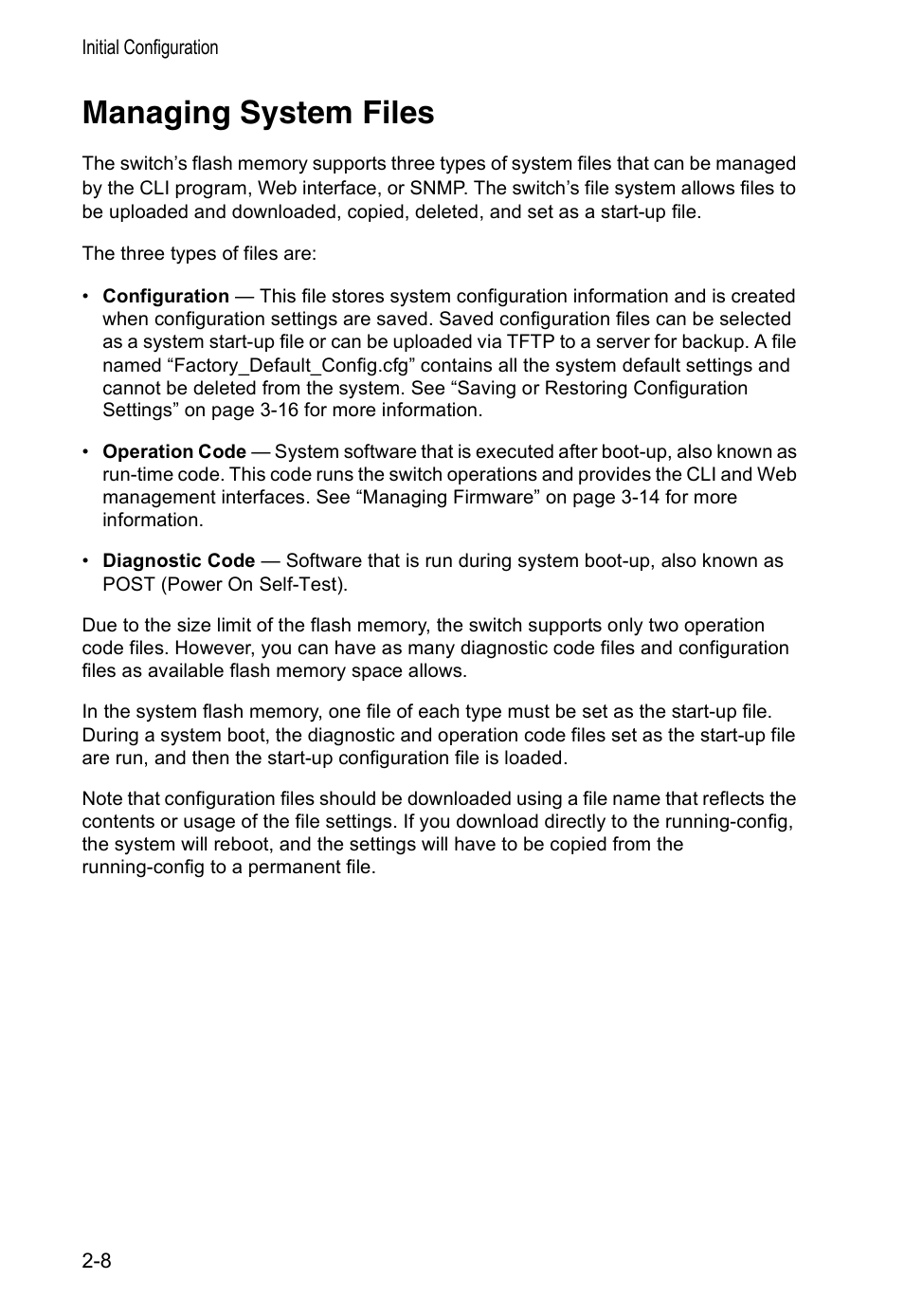 Managing system files | Accton Technology VS4512DC User Manual | Page 30 / 334