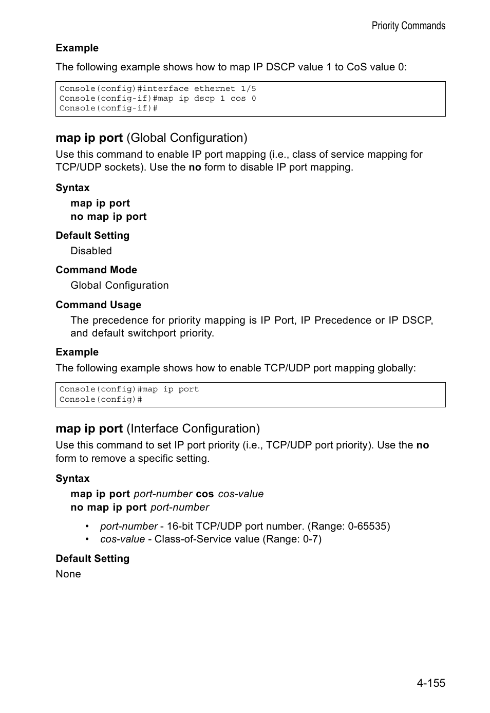 Map ip port (global configuration), Map ip port (interface configuration) | Accton Technology VS4512DC User Manual | Page 301 / 334