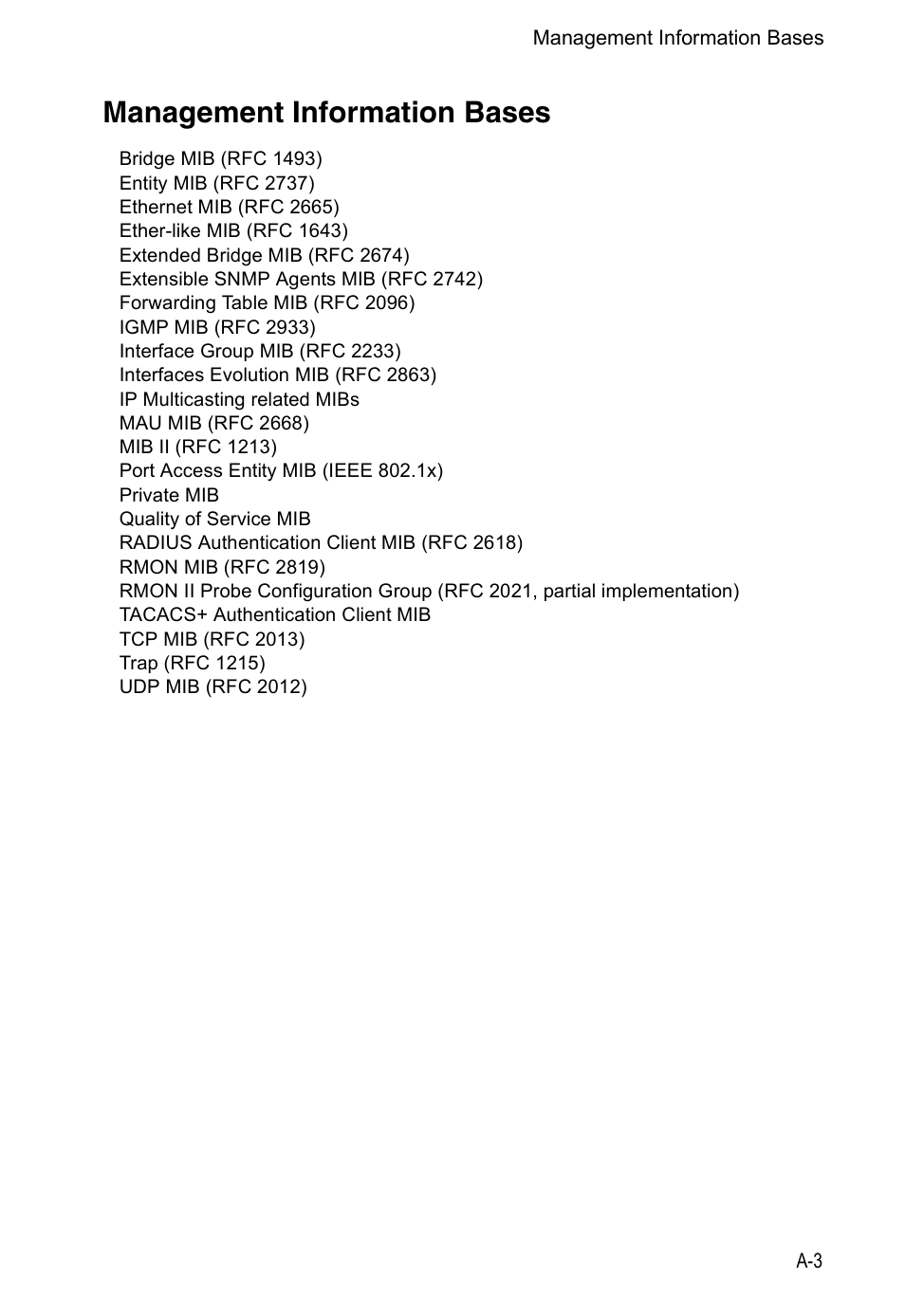 Management information bases | Accton Technology VS4512DC User Manual | Page 319 / 334