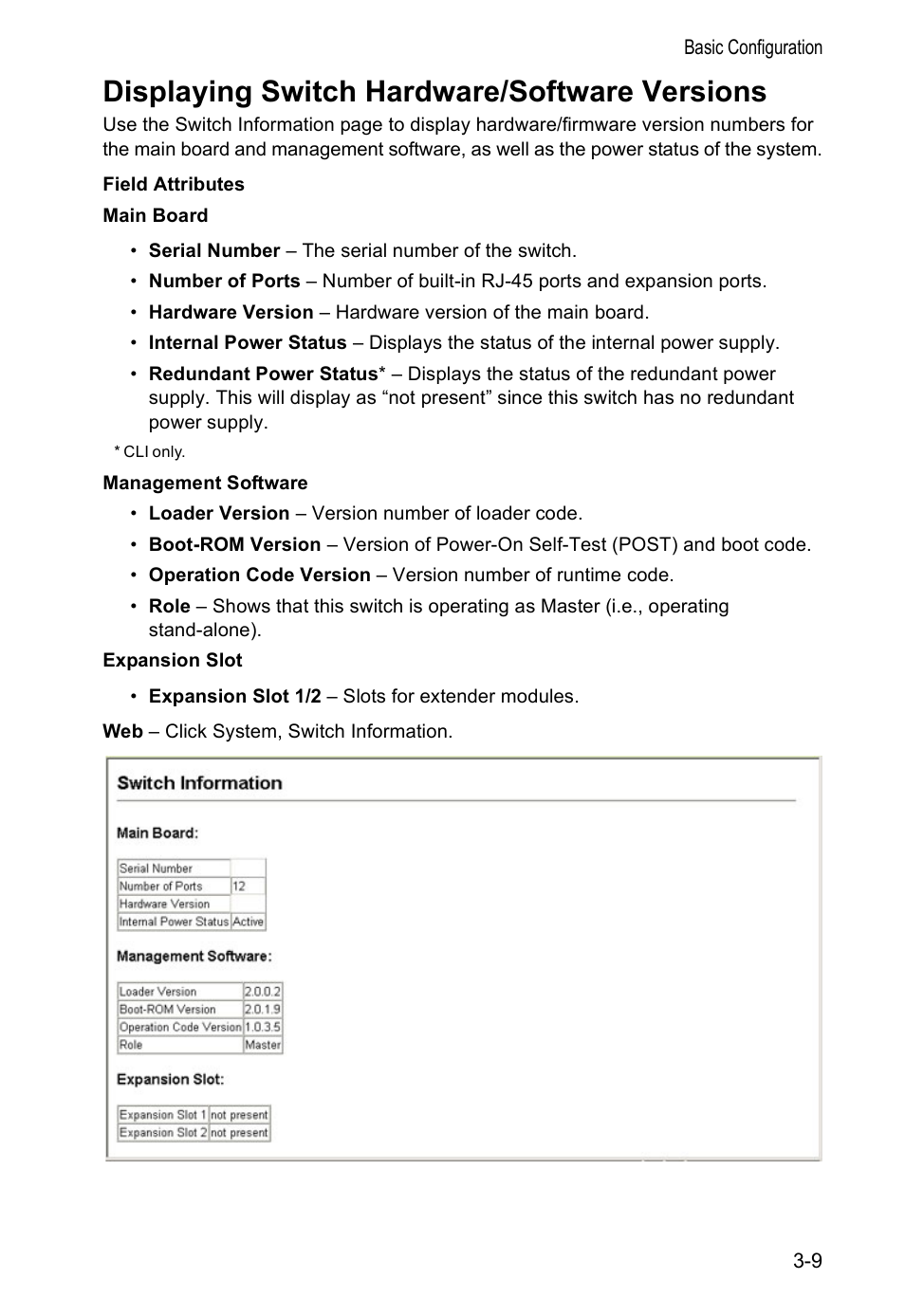 Displaying switch hardware/software versions | Accton Technology VS4512DC User Manual | Page 39 / 334