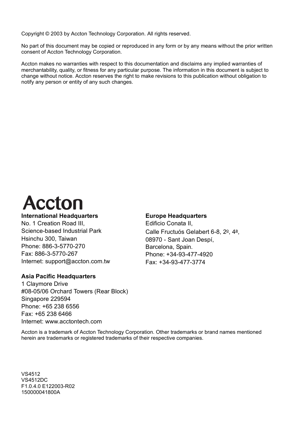 Accton Technology VS4512DC User Manual | Page 4 / 334