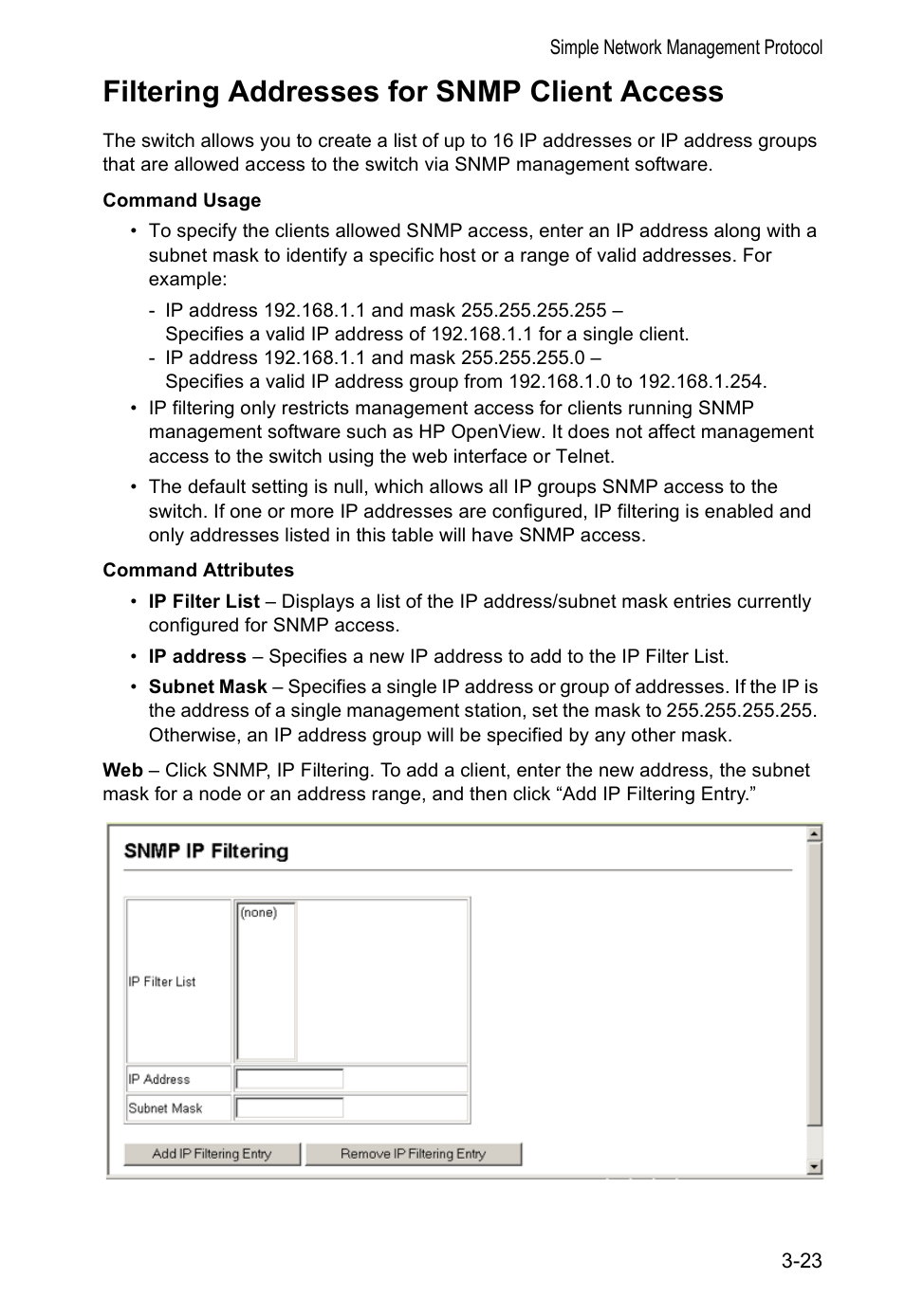 Filtering addresses for snmp client access | Accton Technology VS4512DC User Manual | Page 53 / 334