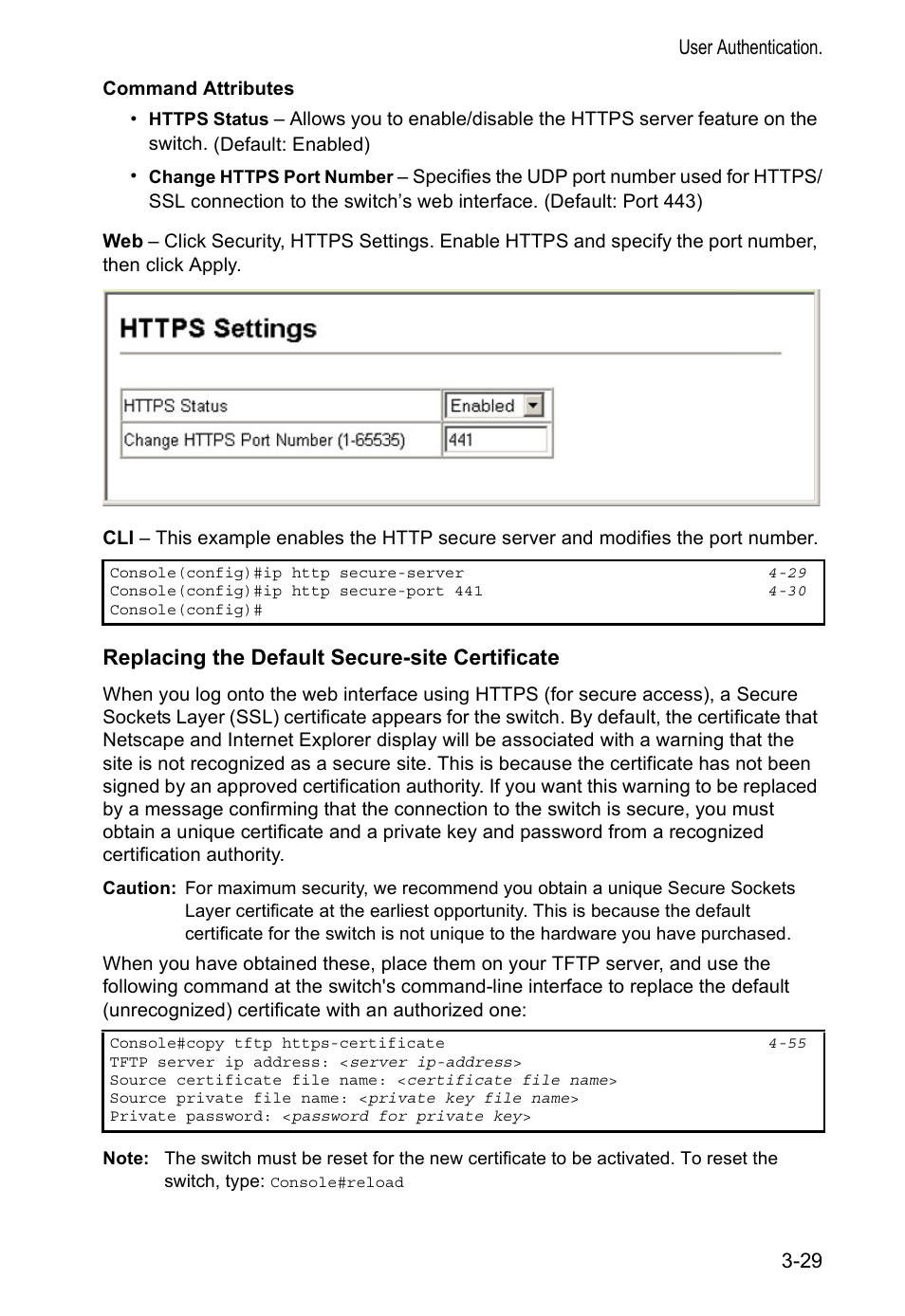 Replacing the default secure-site certificate | Accton Technology VS4512DC User Manual | Page 59 / 334