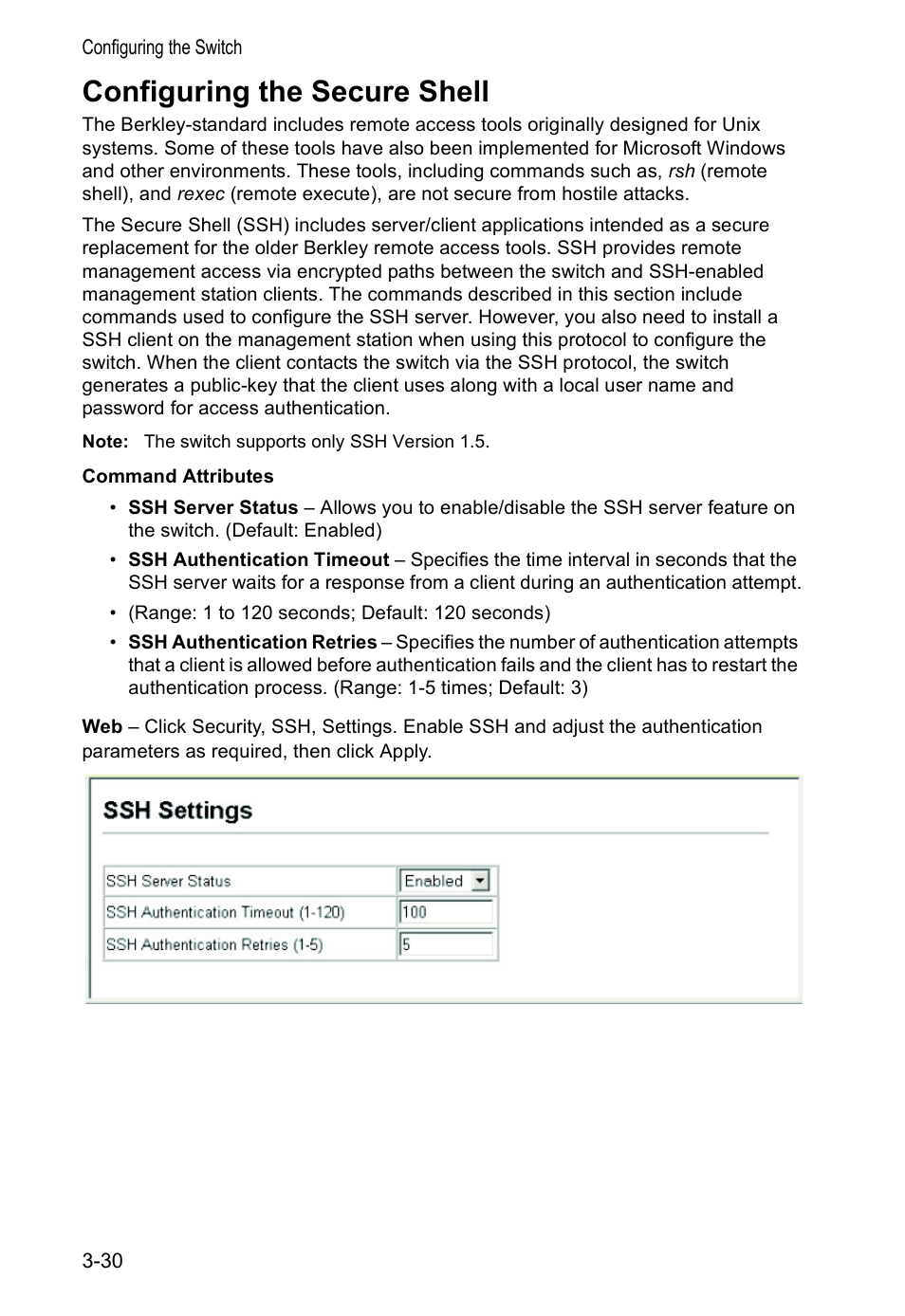 Configuring the secure shell | Accton Technology VS4512DC User Manual | Page 60 / 334
