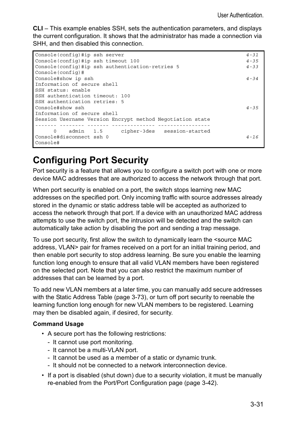 Configuring port security | Accton Technology VS4512DC User Manual | Page 61 / 334