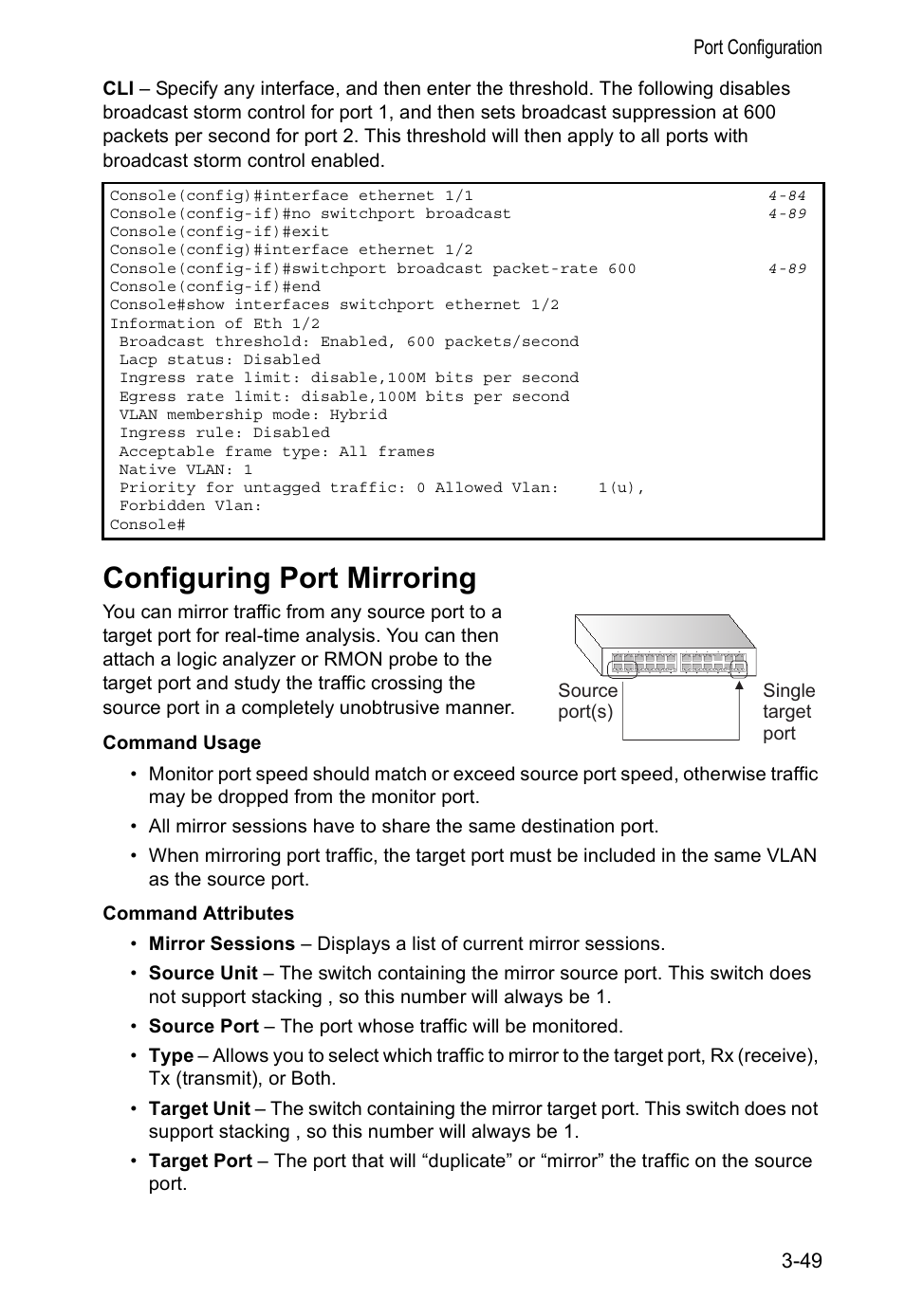 Configuring port mirroring | Accton Technology VS4512DC User Manual | Page 79 / 334