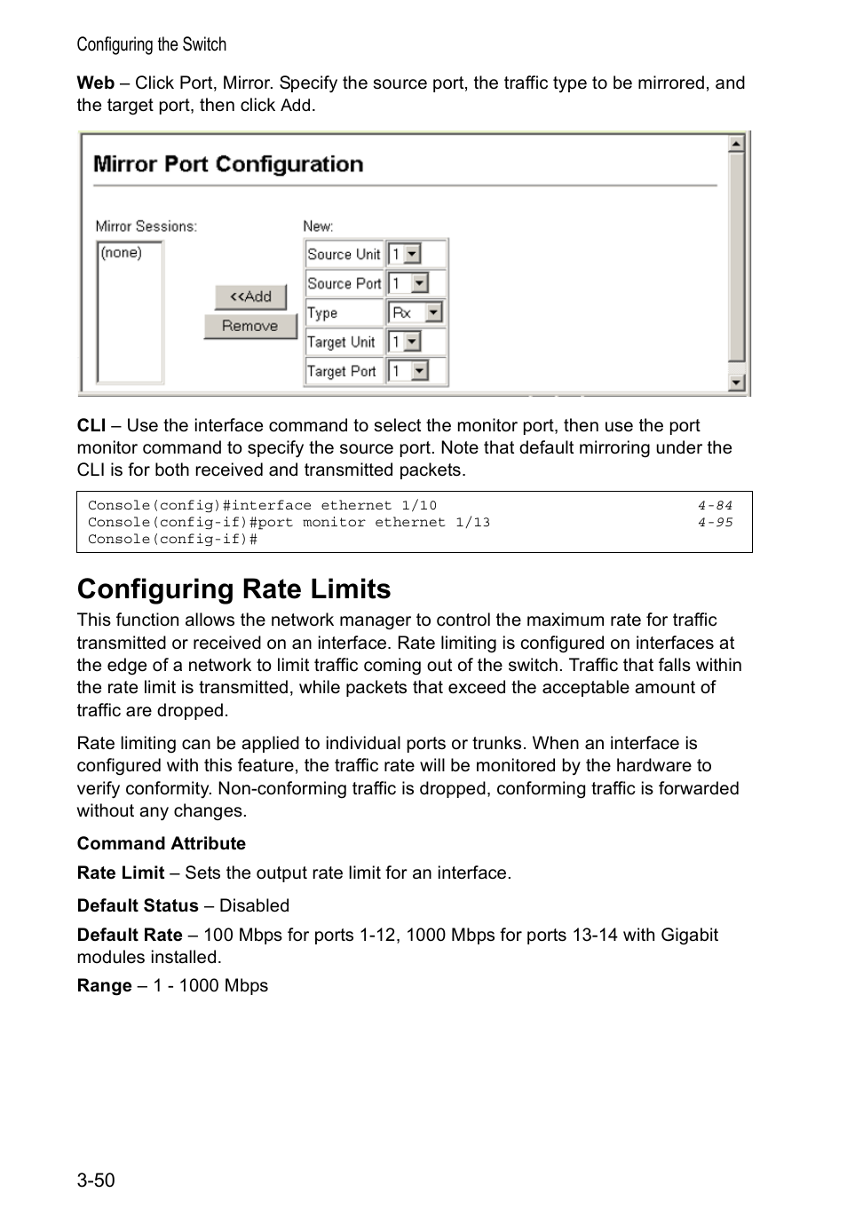 Configuring rate limits | Accton Technology VS4512DC User Manual | Page 80 / 334