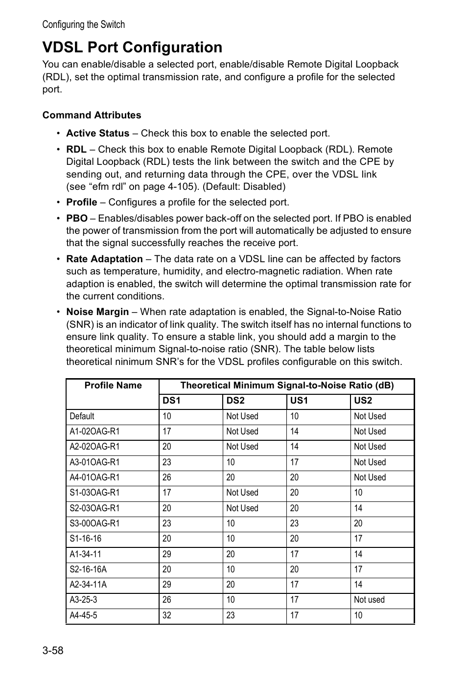 Vdsl port configuration | Accton Technology VS4512DC User Manual | Page 88 / 334