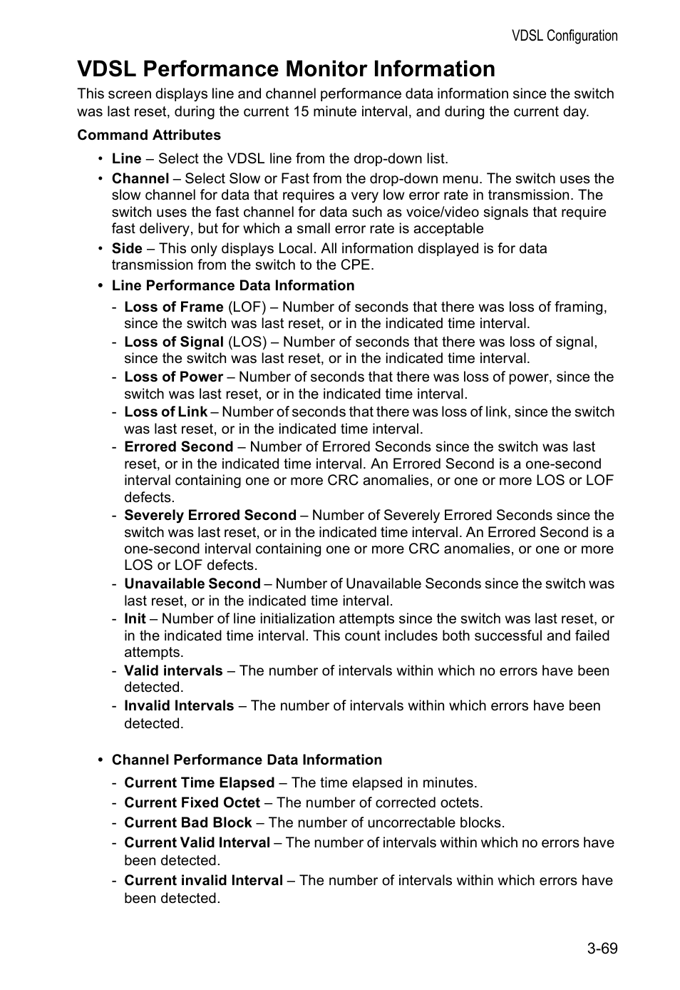Vdsl performance monitor information | Accton Technology VS4512DC User Manual | Page 99 / 334