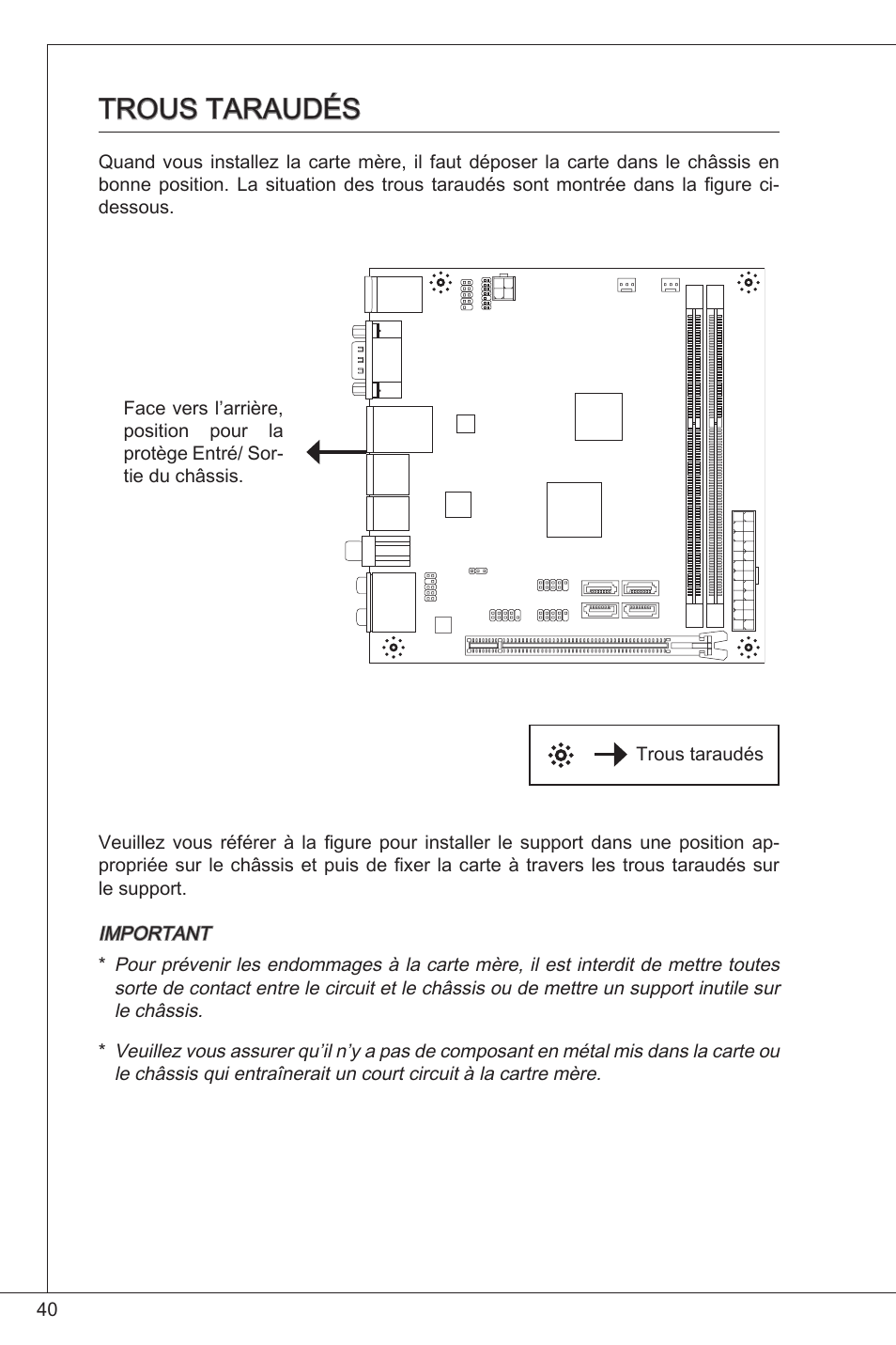 Trous taraudés | MSI E350IS-E45 User Manual | Page 40 / 121