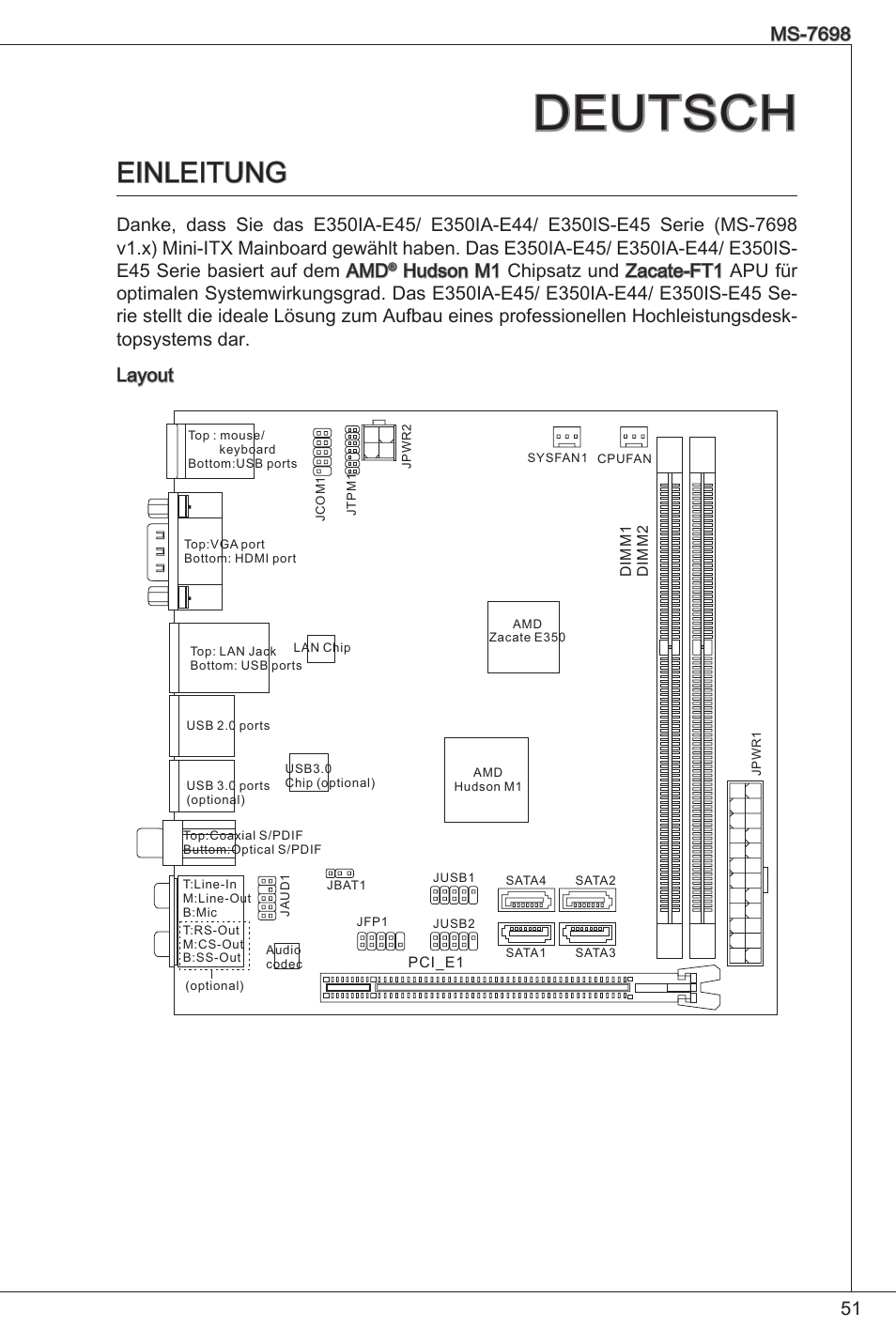 Deutsch, Einleitung | MSI E350IS-E45 User Manual | Page 51 / 121