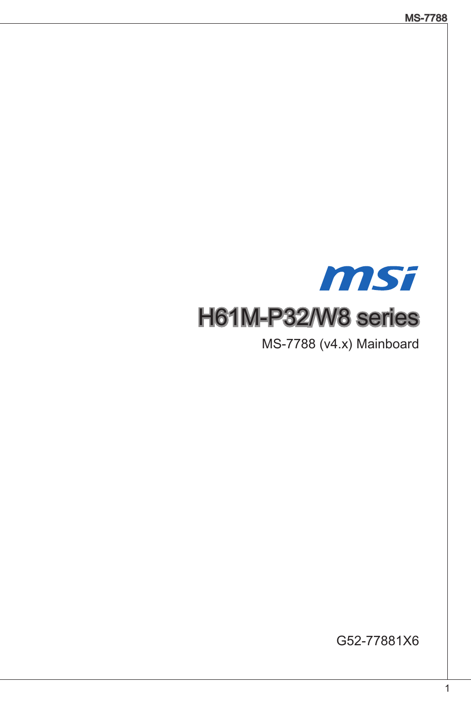 MSI CSM-H61M-P32/W8 User Manual | 172 pages