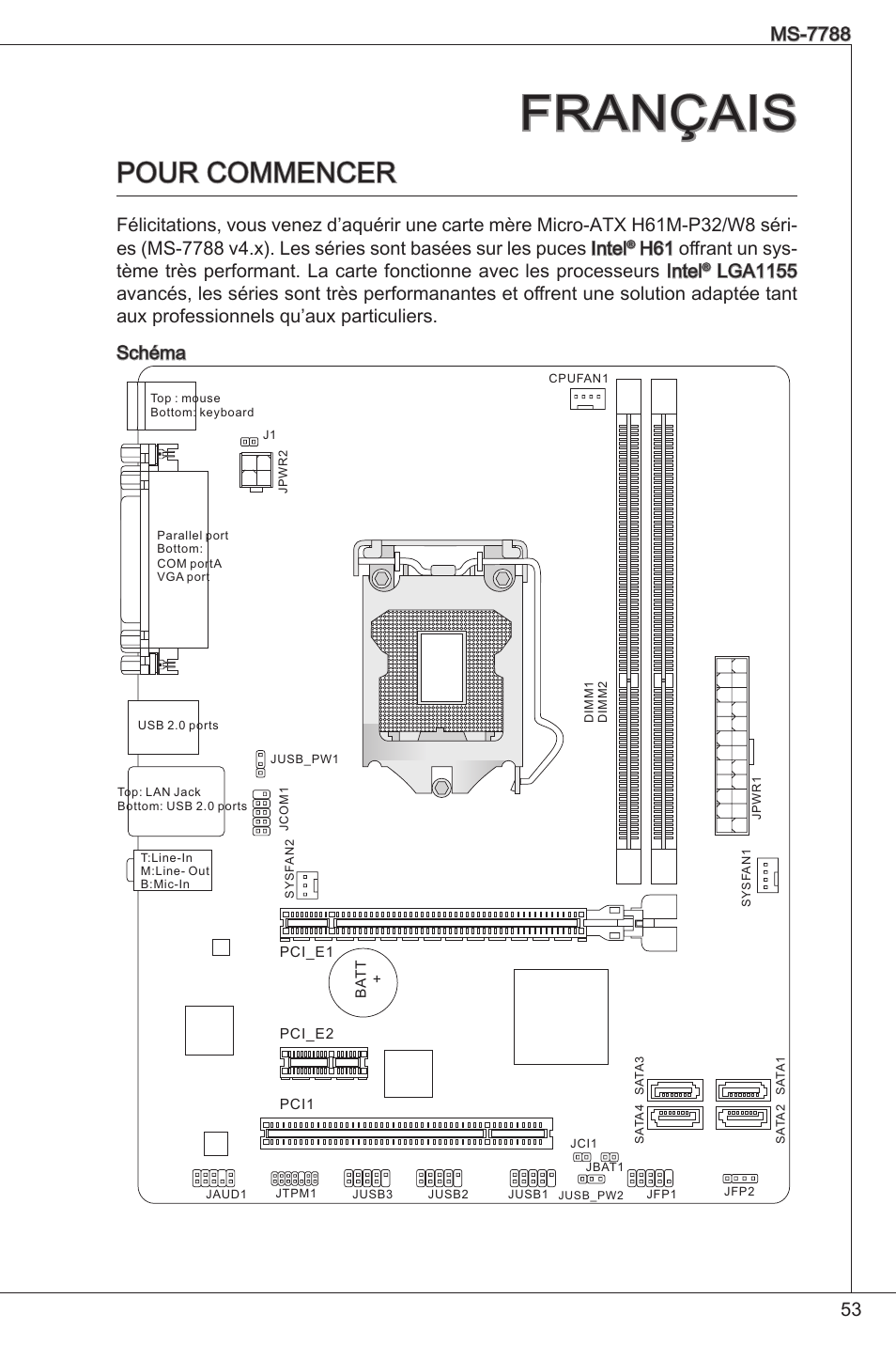 Français, Pour commencer | MSI CSM-H61M-P32/W8 User Manual | Page 53 / 172