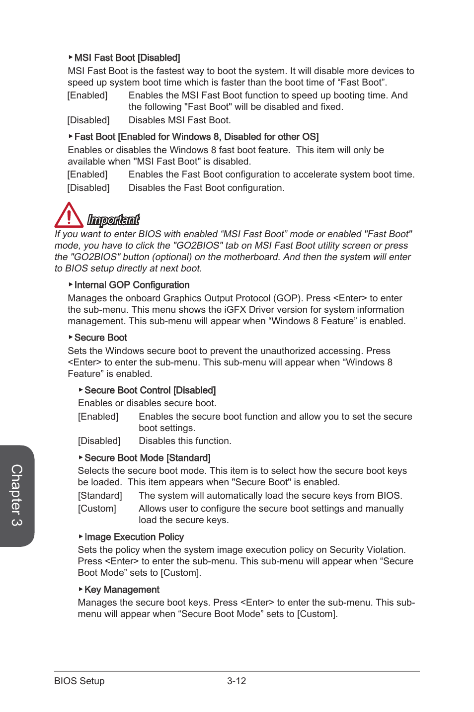 Chapter 3, Important | MSI CSM-B85M-E45 User Manual | Page 66 / 84