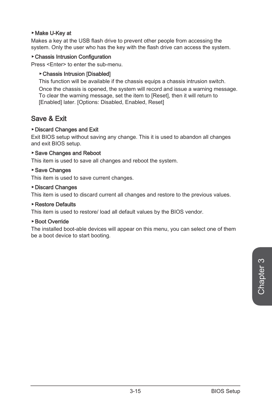 Save & exit, Save & exit -15, Chapter 3 | MSI CSM-B85M-E45 User Manual | Page 69 / 84
