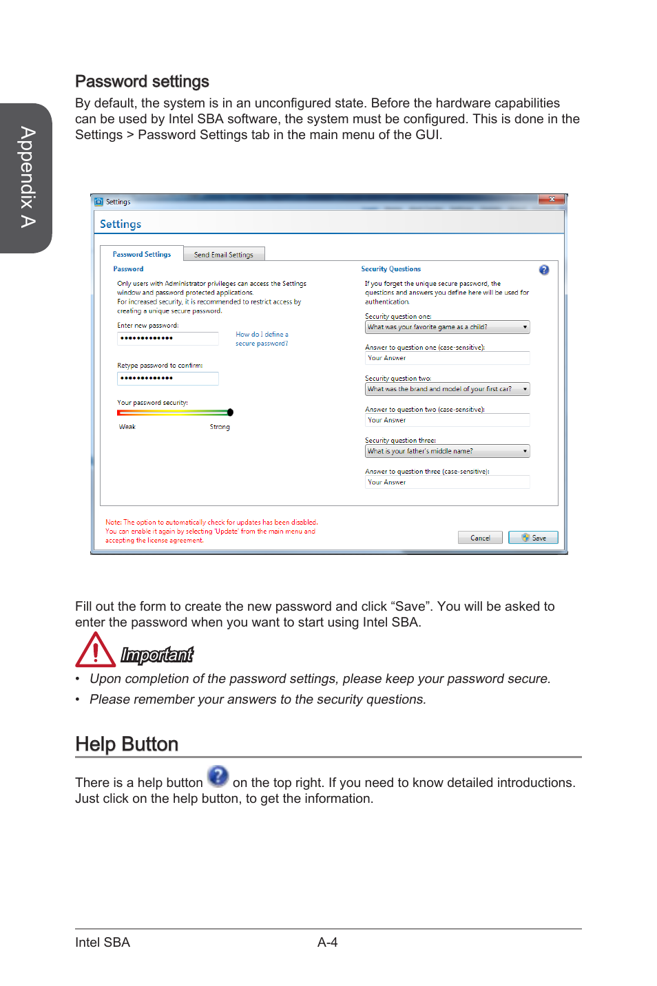 Help button, Password settings, Appendix a | MSI CSM-B85M-E45 User Manual | Page 84 / 84