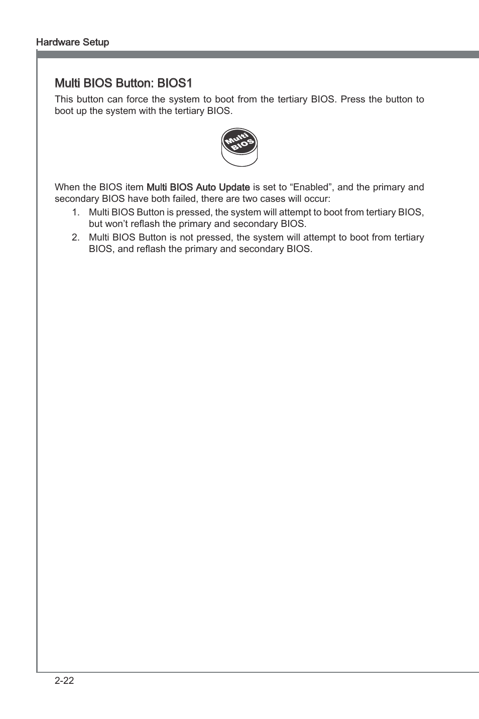 Chapter 2, Mult bios button: bios1 | MSI Big Bang-Marshal (B3) Manual User Manual | Page 38 / 102