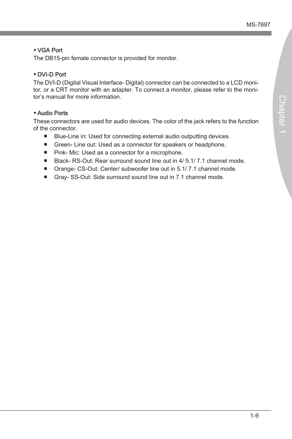 Chapter 1 | MSI A55M-P35 User Manual | Page 19 / 72