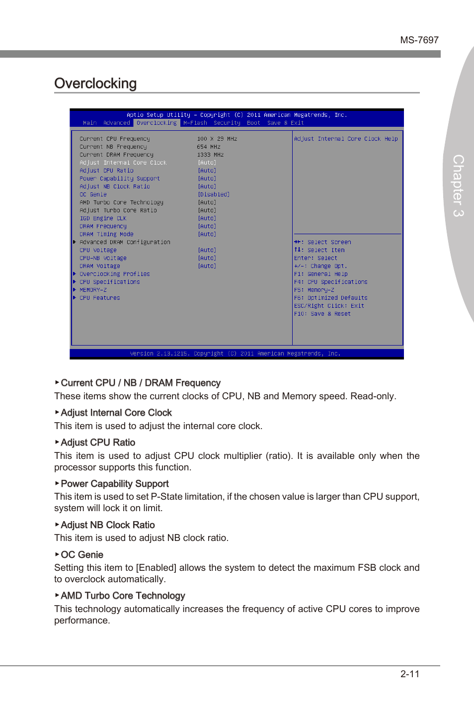 Overclockng -11, Chapter 3, Chapter 3 overclockng | MSI A55M-P35 User Manual | Page 47 / 72