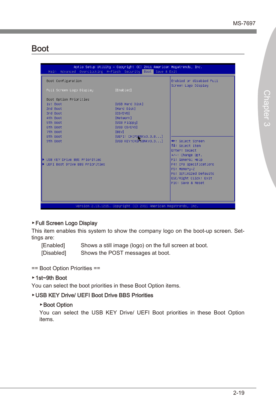 Boot -19, Chapter 3, Chapter 3 boot | MSI A55M-P35 User Manual | Page 55 / 72