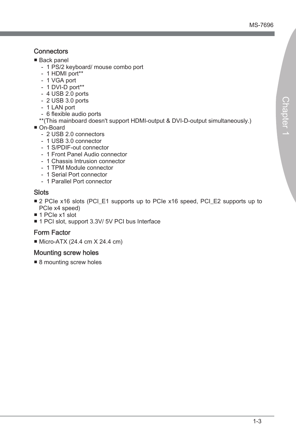 Chapter 1 | MSI A75MA-G55 User Manual | Page 13 / 72