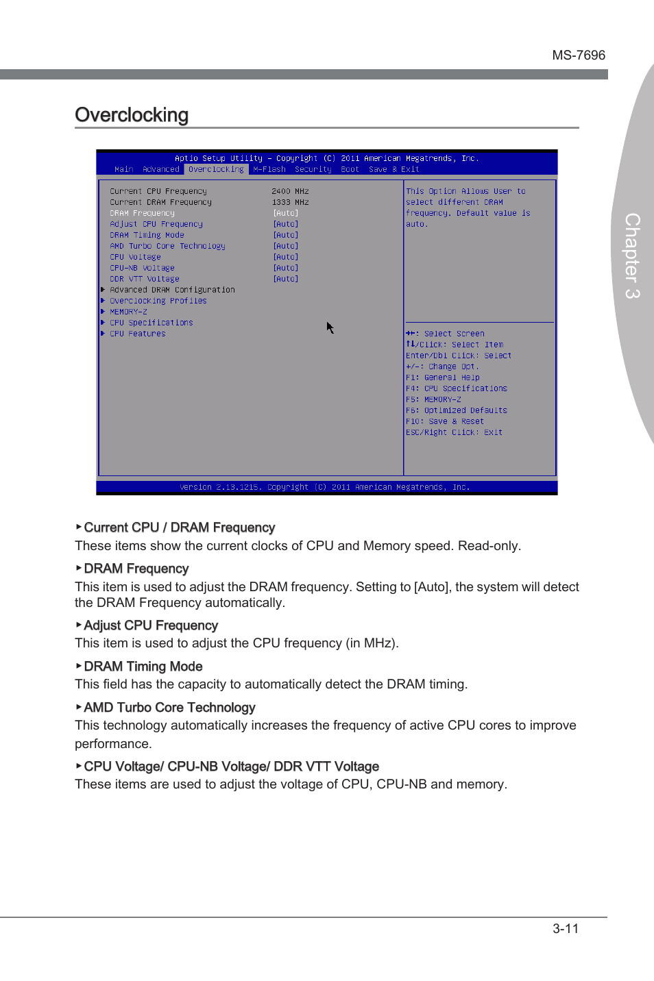 Overclockng -11, Chapter 3, Chapter 3 overclockng | MSI A75MA-G55 User Manual | Page 47 / 72