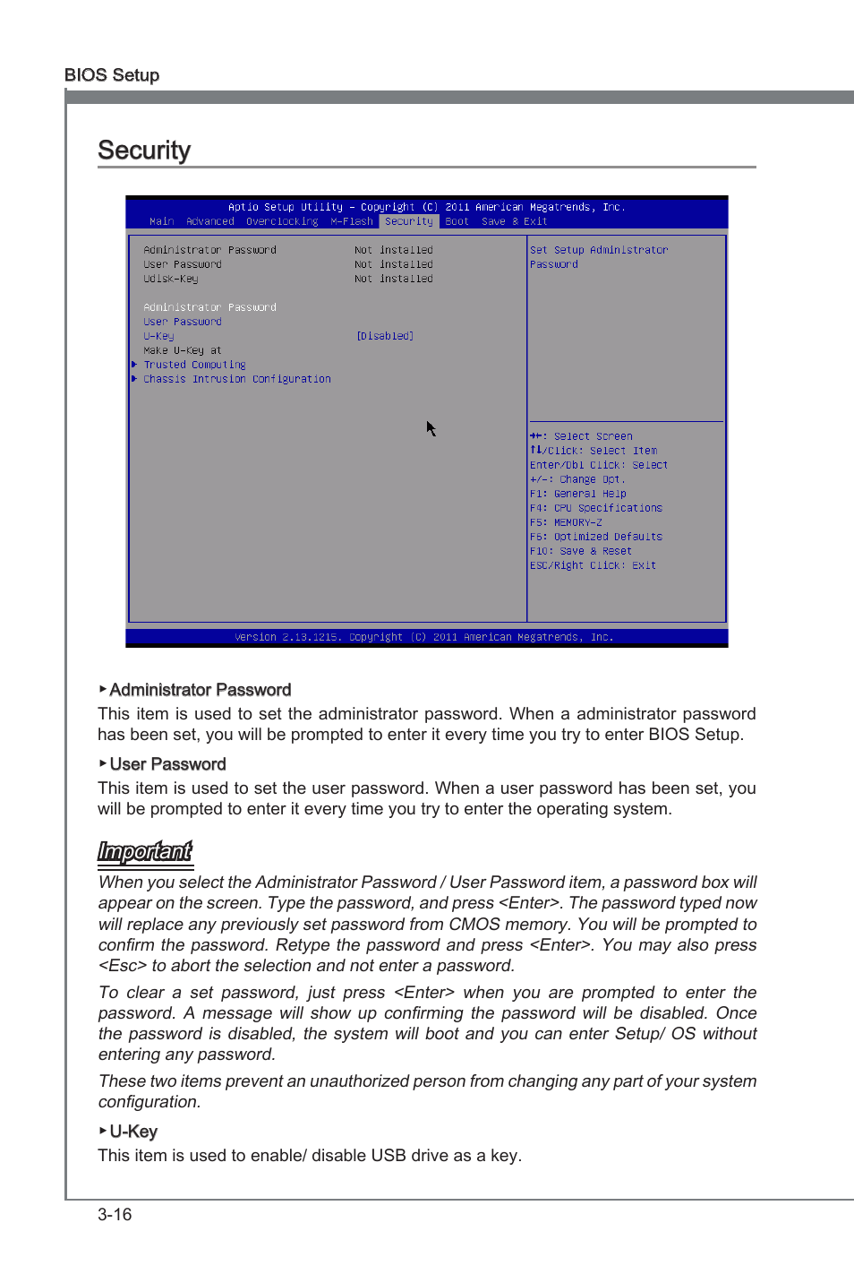 Securty -16, Chapter 3, Chapter 3 securty | Important | MSI A75MA-G55 User Manual | Page 52 / 72