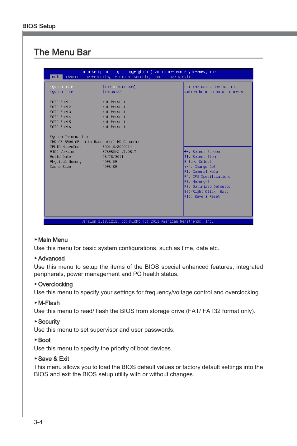 The menu bar -4, Chapter 3, Chapter 3 the menu bar | MSI A75A-G55 Manual User Manual | Page 40 / 72