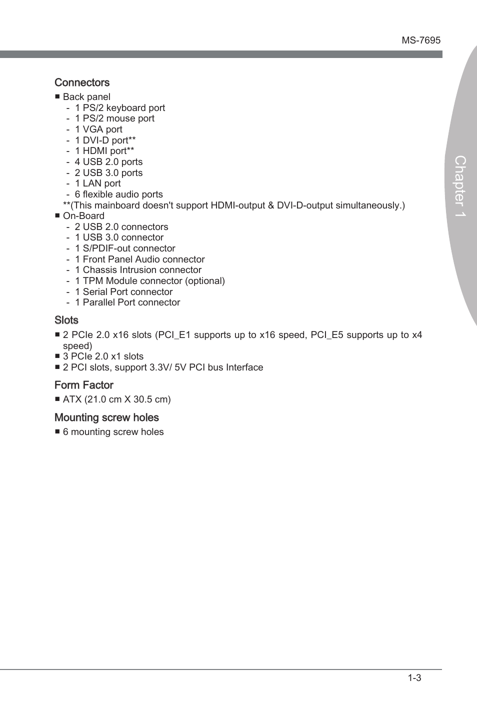 Chapter 1 | MSI A75A-G35 Manual User Manual | Page 13 / 72