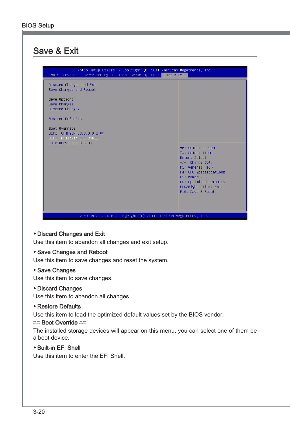 Save & exit, Save & ext -20, Chapter 3 save & ext | MSI A75A-G35 Manual User Manual | Page 56 / 72