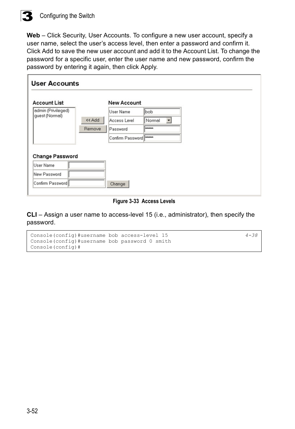 Figure 3-33 access levels | Accton Technology Edge-corE Fast Ethernet Switch ES3528M-SFP User Manual | Page 102 / 644