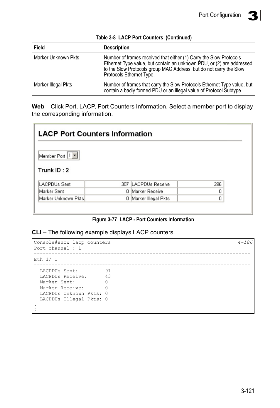 Figure 3-77, Lacp - port counters information | Accton Technology Edge-corE Fast Ethernet Switch ES3528M-SFP User Manual | Page 171 / 644