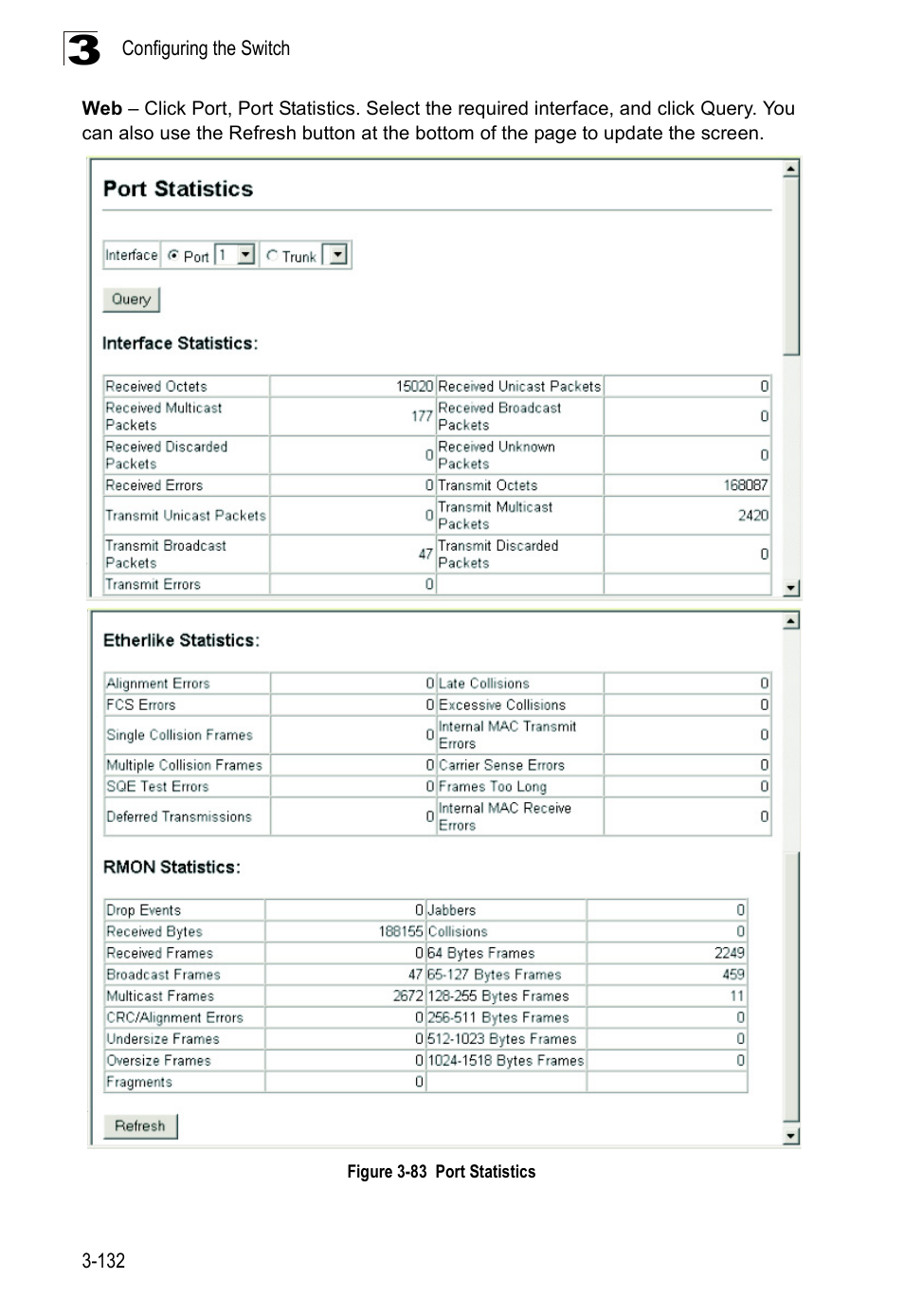 Figure 3-83, Port statistics | Accton Technology Edge-corE Fast Ethernet Switch ES3528M-SFP User Manual | Page 182 / 644