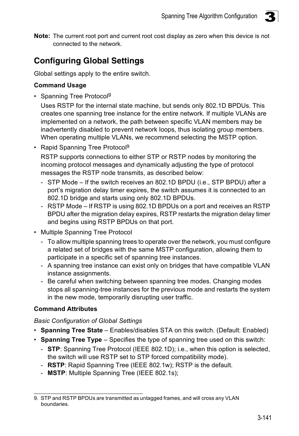 Configuring global settings | Accton Technology Edge-corE Fast Ethernet Switch ES3528M-SFP User Manual | Page 191 / 644