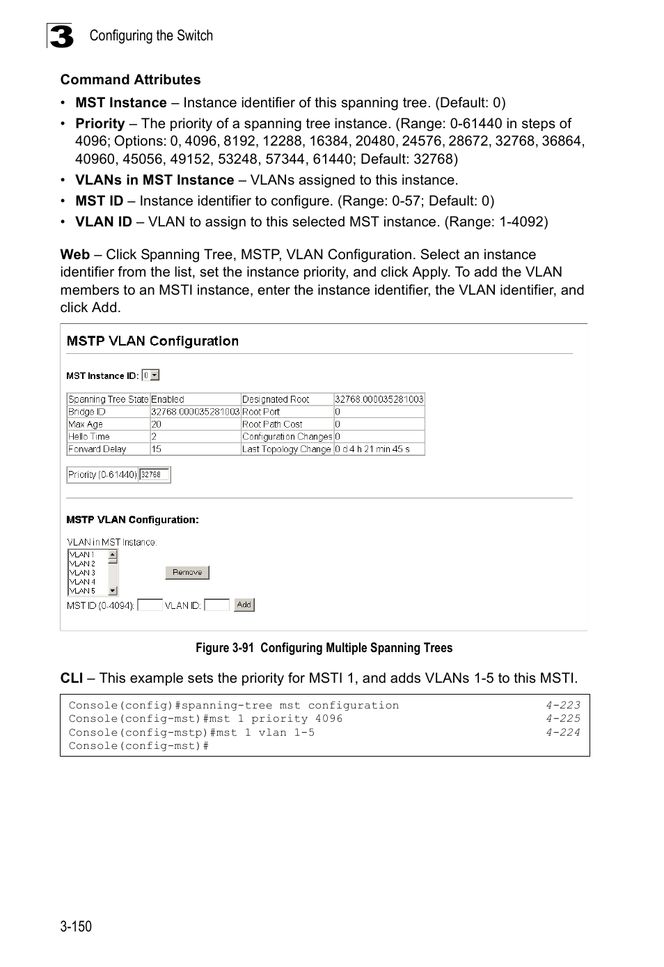 Figure 3-91 configuring multiple spanning trees | Accton Technology Edge-corE Fast Ethernet Switch ES3528M-SFP User Manual | Page 200 / 644