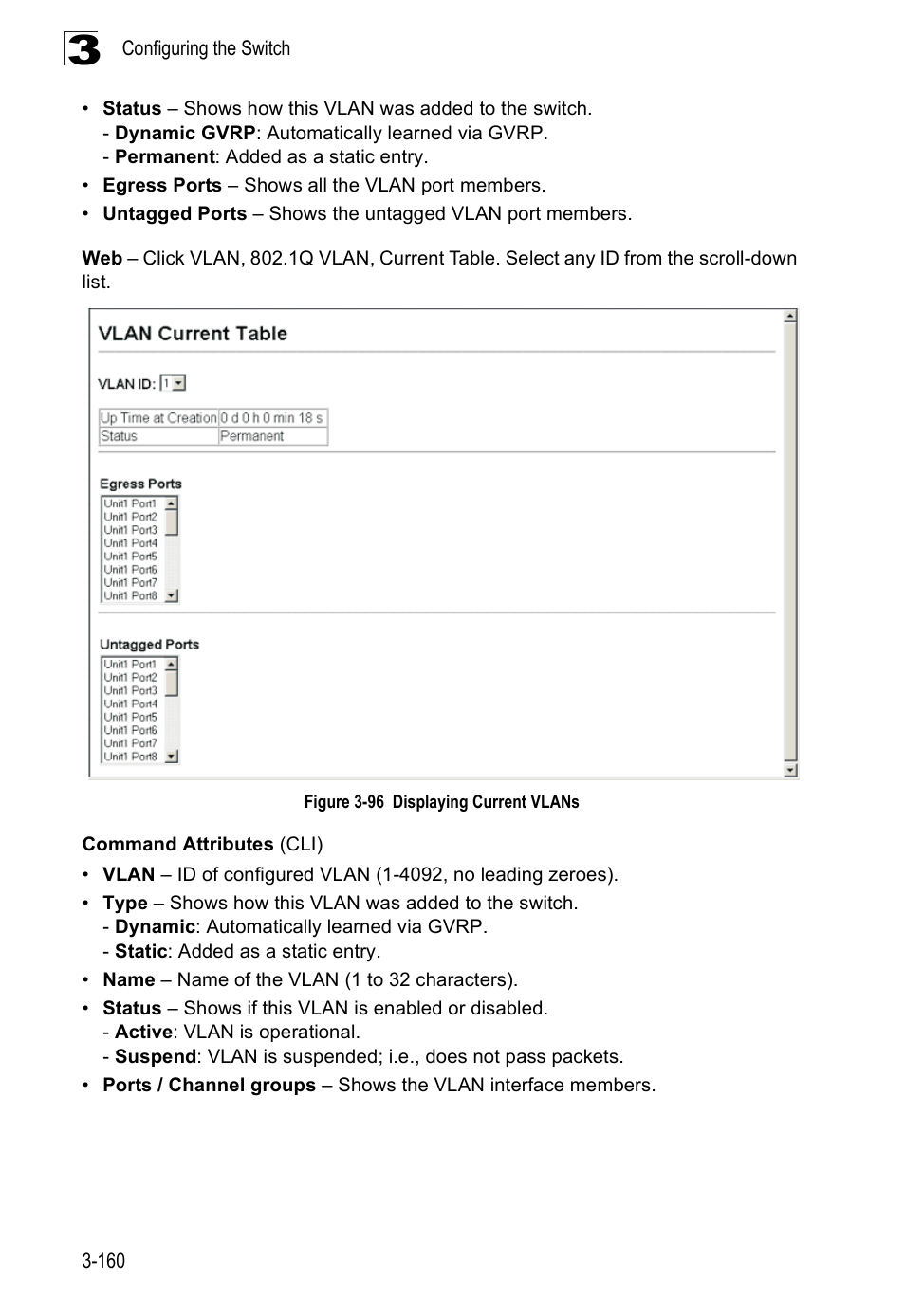Figure 3-96 displaying current vlans | Accton Technology Edge-corE Fast Ethernet Switch ES3528M-SFP User Manual | Page 210 / 644