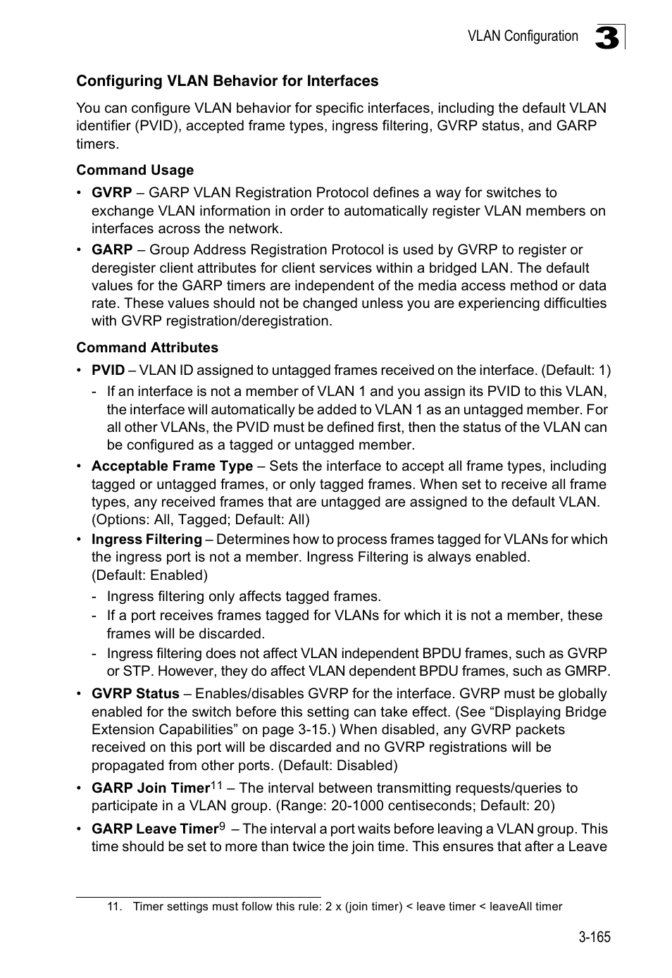Configuring vlan behavior for interfaces | Accton Technology Edge-corE Fast Ethernet Switch ES3528M-SFP User Manual | Page 215 / 644