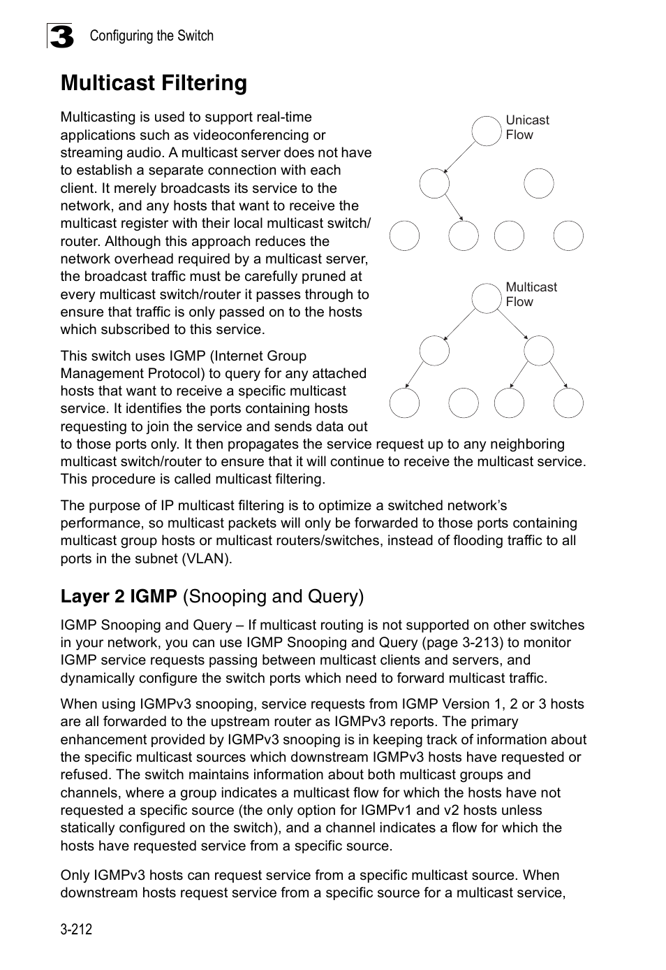Multicast filtering, Layer 2 igmp (snooping and query) | Accton Technology Edge-corE Fast Ethernet Switch ES3528M-SFP User Manual | Page 262 / 644