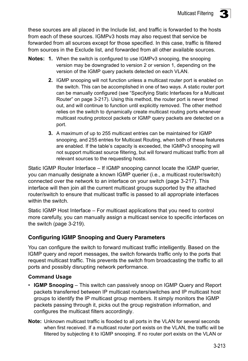 Configuring igmp snooping and query parameters | Accton Technology Edge-corE Fast Ethernet Switch ES3528M-SFP User Manual | Page 263 / 644