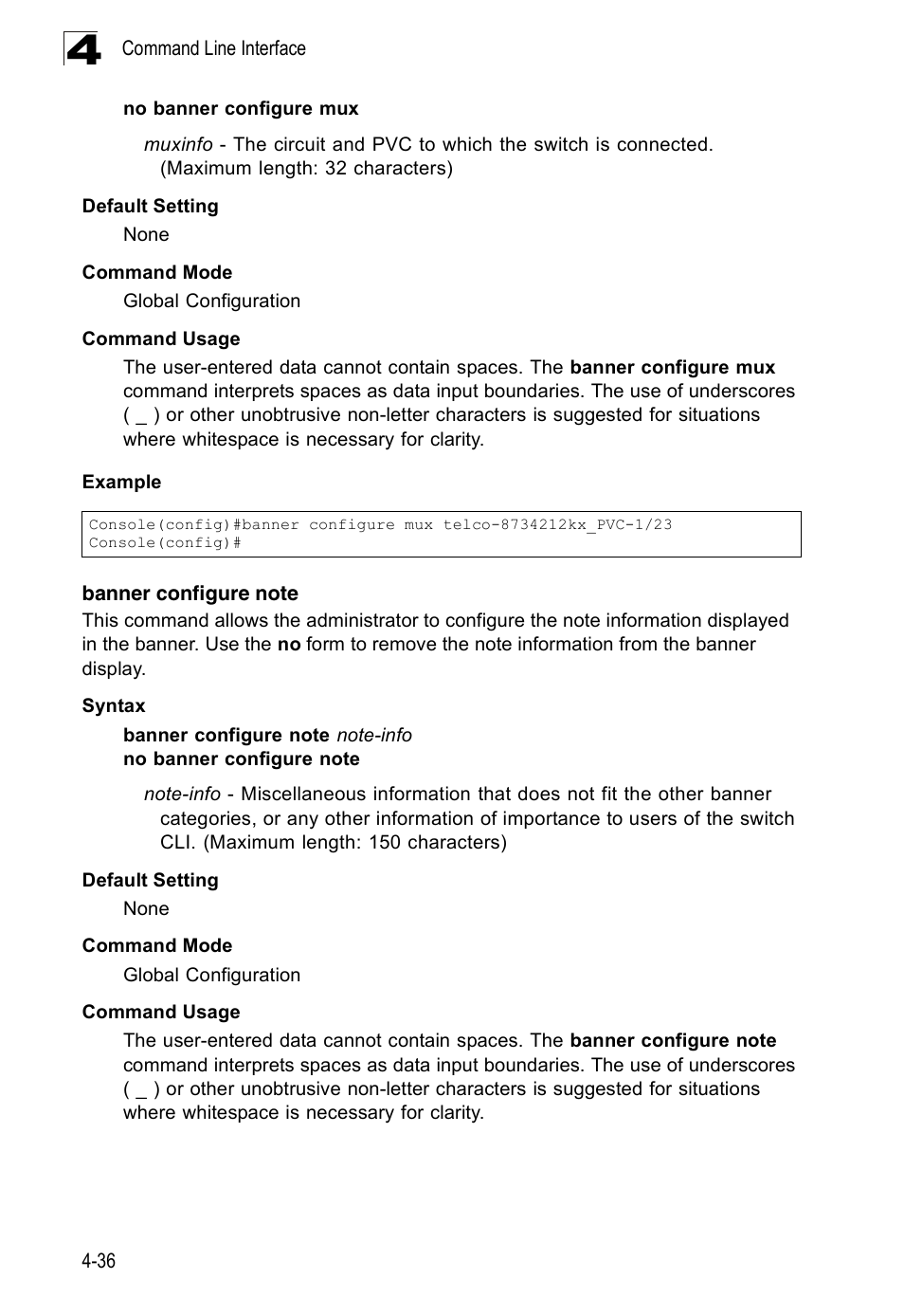 Banner configure note | Accton Technology Edge-corE Fast Ethernet Switch ES3528M-SFP User Manual | Page 332 / 644