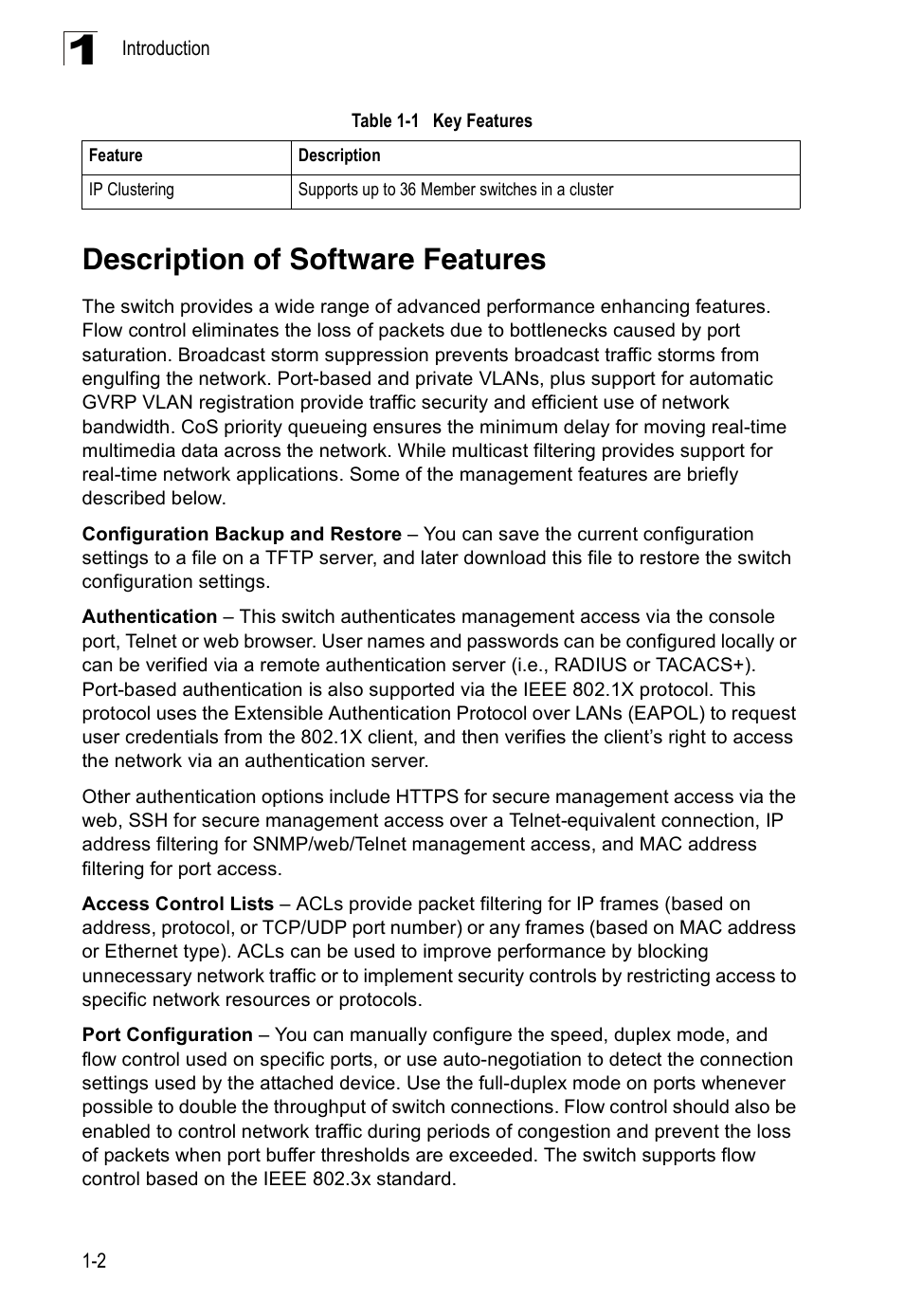 Description of software features | Accton Technology Edge-corE Fast Ethernet Switch ES3528M-SFP User Manual | Page 34 / 644
